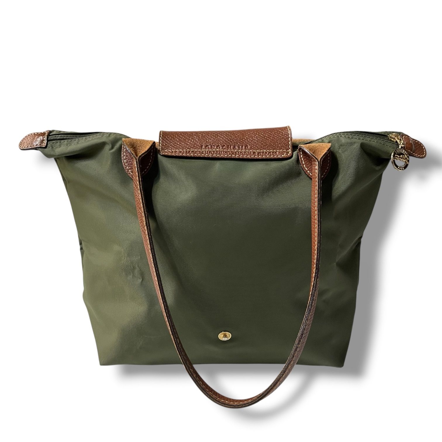 Longchamp ロンシャン トートバッグ ナイロン レザー シンプル カーキ