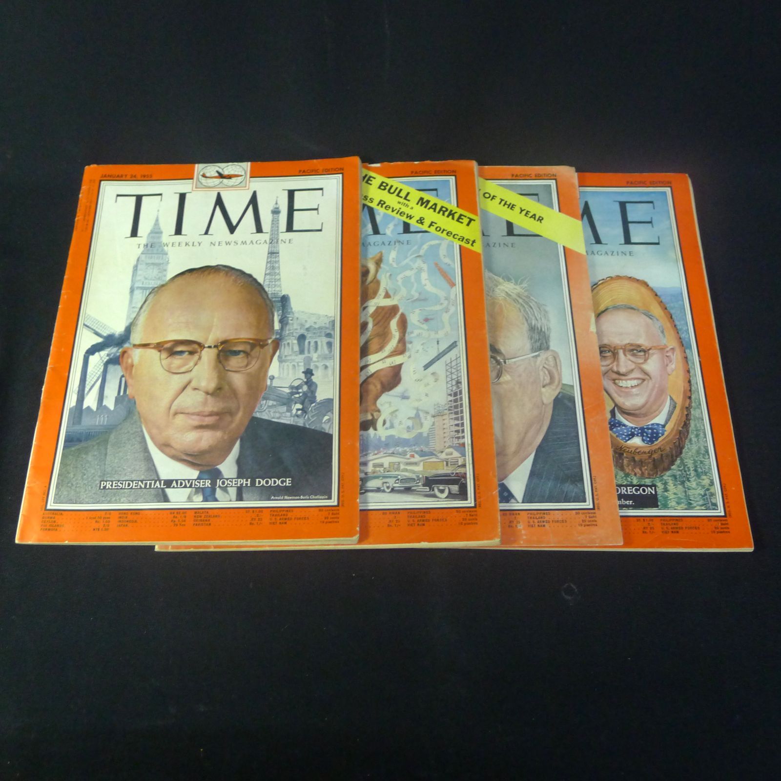 希少☆大正4年発行　写真タイムス TIME PACIFIC EDITION 1955 4冊セット タイム誌 古本 mc26416