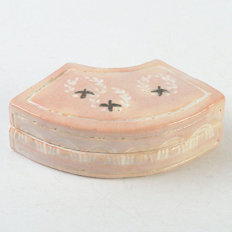 買い誠実 茶道具 八事窯 中村道年造 扇面香合 共箱 V 6353 茶道具