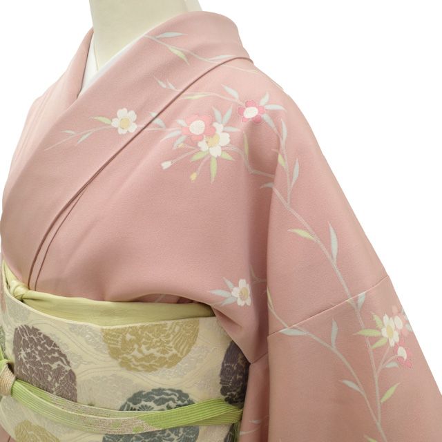中古】 訪問着 フォーマル リサイクル 正絹 袷 手描き友禅 手染め 薄