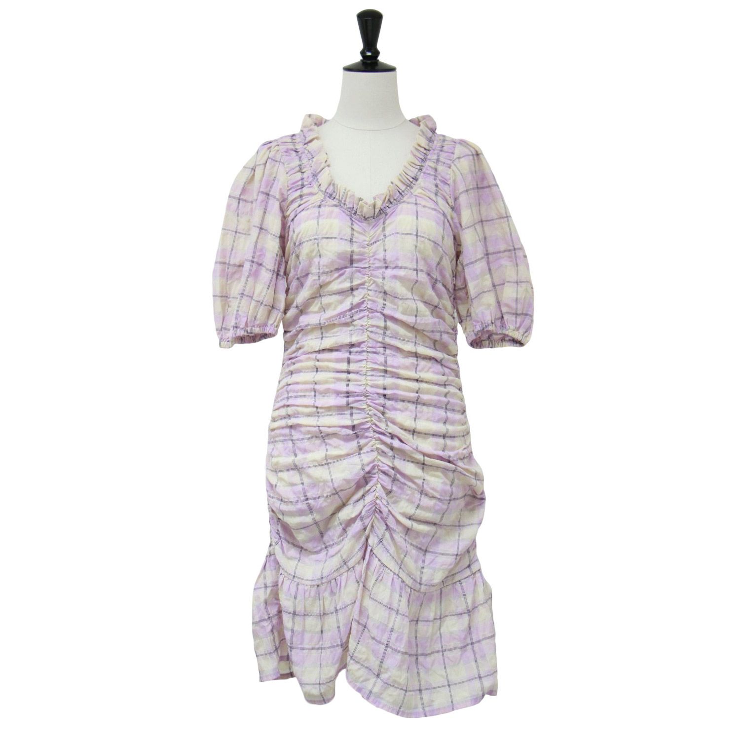 美品 GANNI ガニー ワンピース ピンク ベージュ系 サイズ:34(XS) シア 