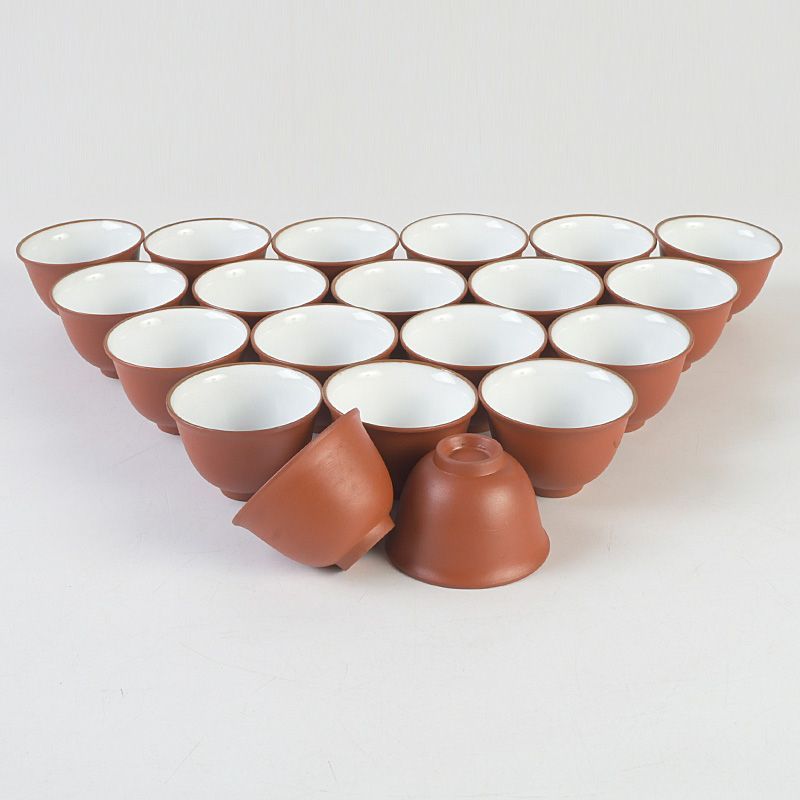 中国 紫砂 朱泥 内白釉 瓜形碗 煎茶器五客 V R6674E 【公式通販】