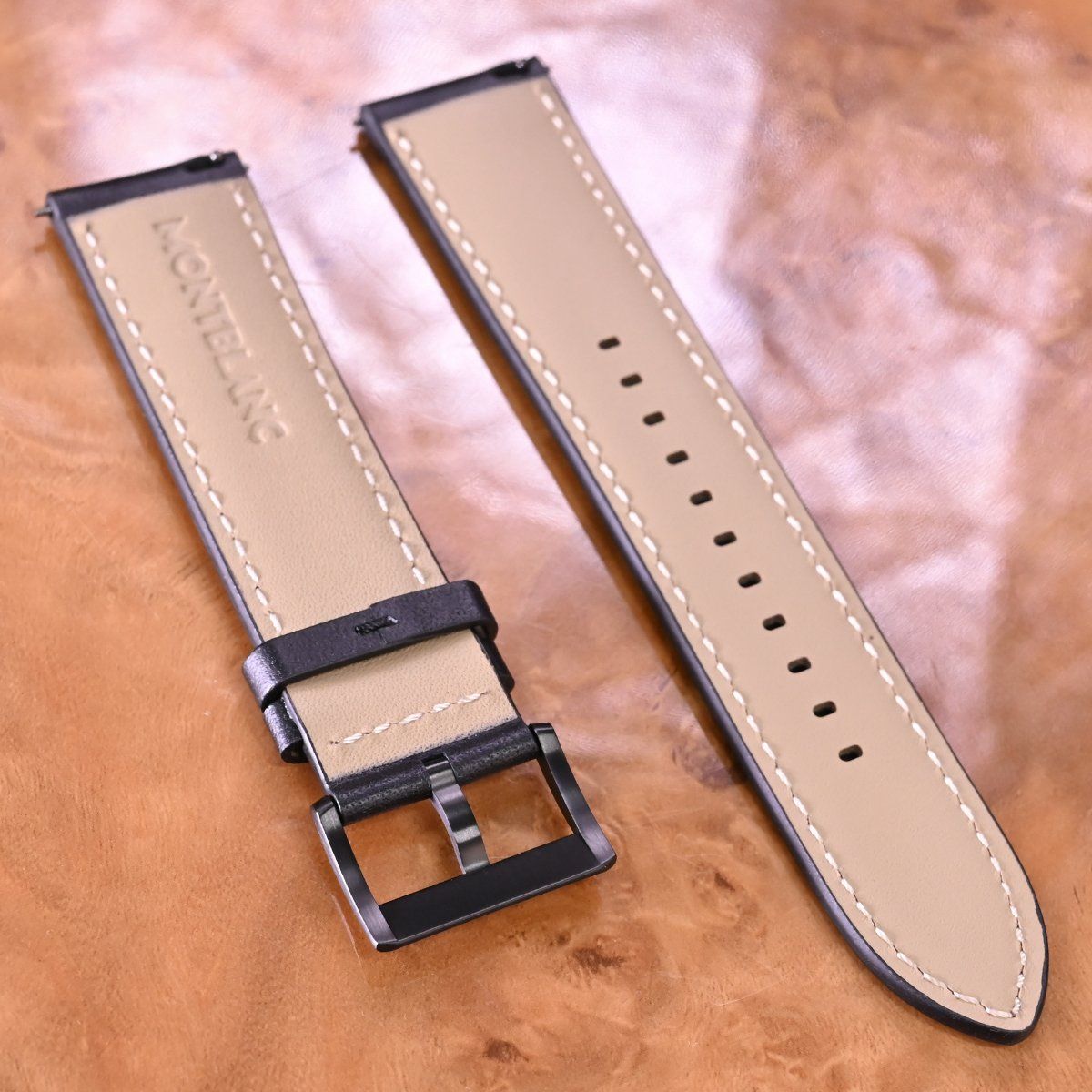 本物 新品 モンブラン 純正品 レザーベルト 尾錠 2点セット 22mm幅