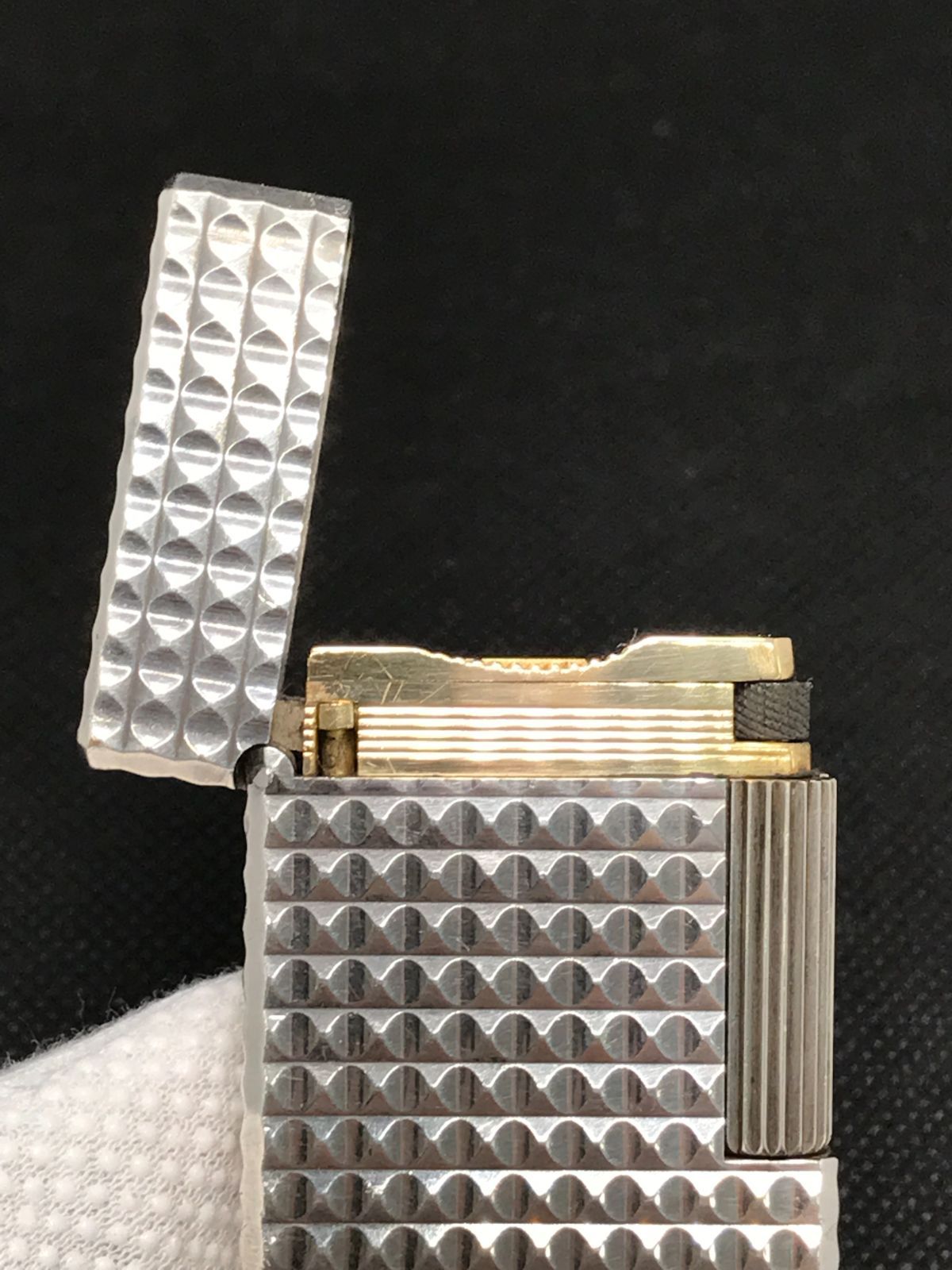 火花あり S.T.DUPONT デュポン ガスライター ライン1 ラージ シルバー 