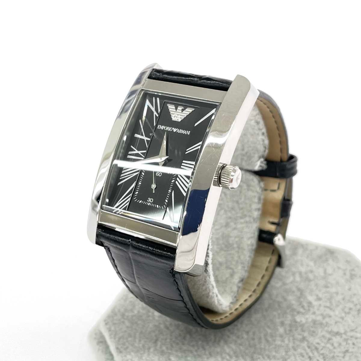 EMPORIO ARMANI エンポリオアルマーニ 腕時計/レクタンギュラー/ブラックダイアル  クオーツ AR-0143   ブラック/シルバーカラー メンズ / 240001177579 EMPORIO ARMANI エンポリオアルマーニ 腕時計/レクタンギュラー