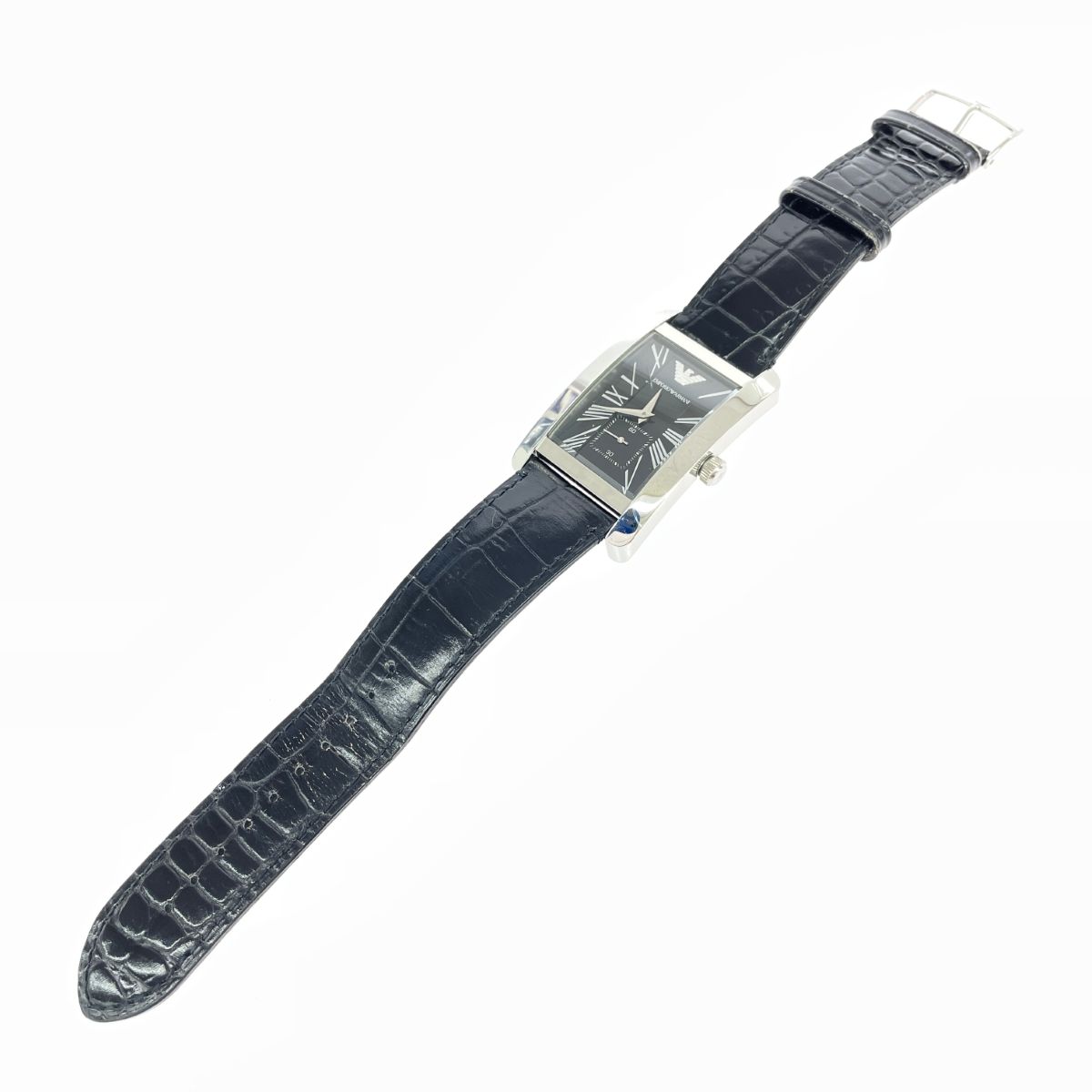 EMPORIO ARMANI エンポリオアルマーニ 腕時計/レクタンギュラー/ブラックダイアル  クオーツ AR-0143   ブラック/シルバーカラー メンズ / 240001177579 EMPORIO ARMANI エンポリオアルマーニ 腕時計/レクタンギュラー