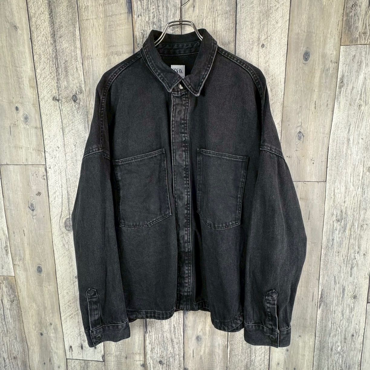 ZARA ザラ ブラック デニム シャツ ジャケット メンズ US M サイズ 