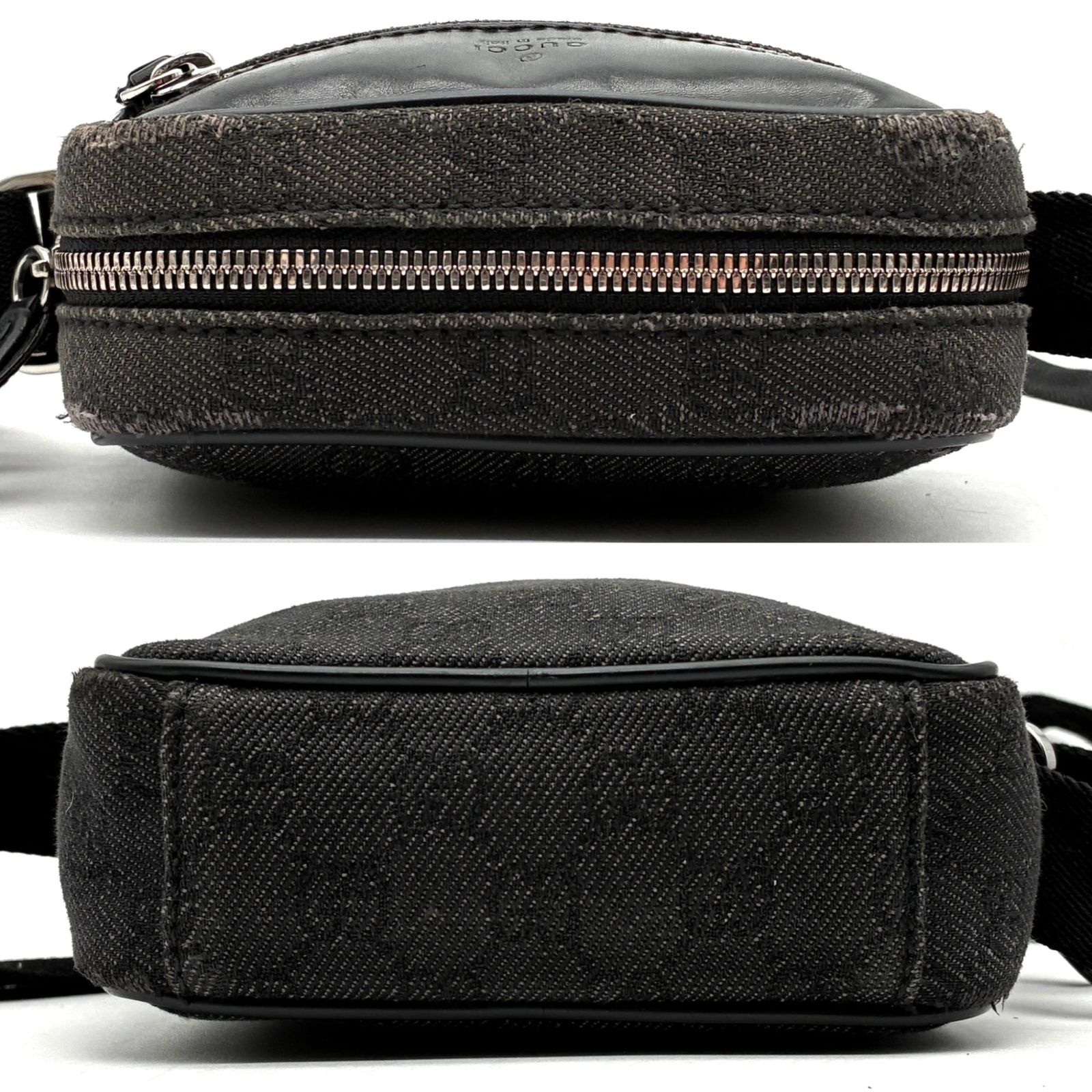 GUCCI グッチ GGキャンバス ショルダーバッグ レザー ブラック 黒 斜め