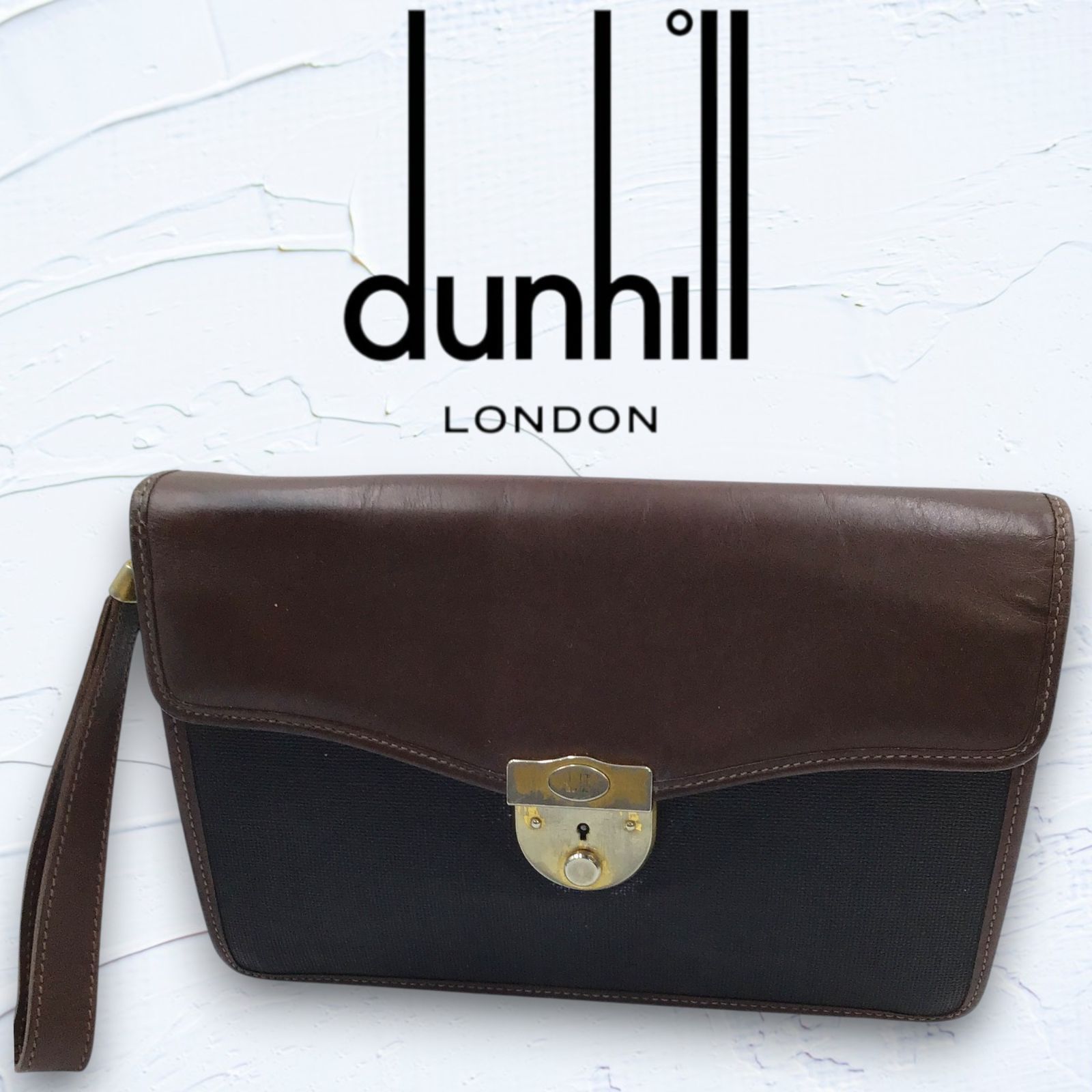 dunhill ダンヒル セカンドバッグ クラッチバッグ レザー キャンバス