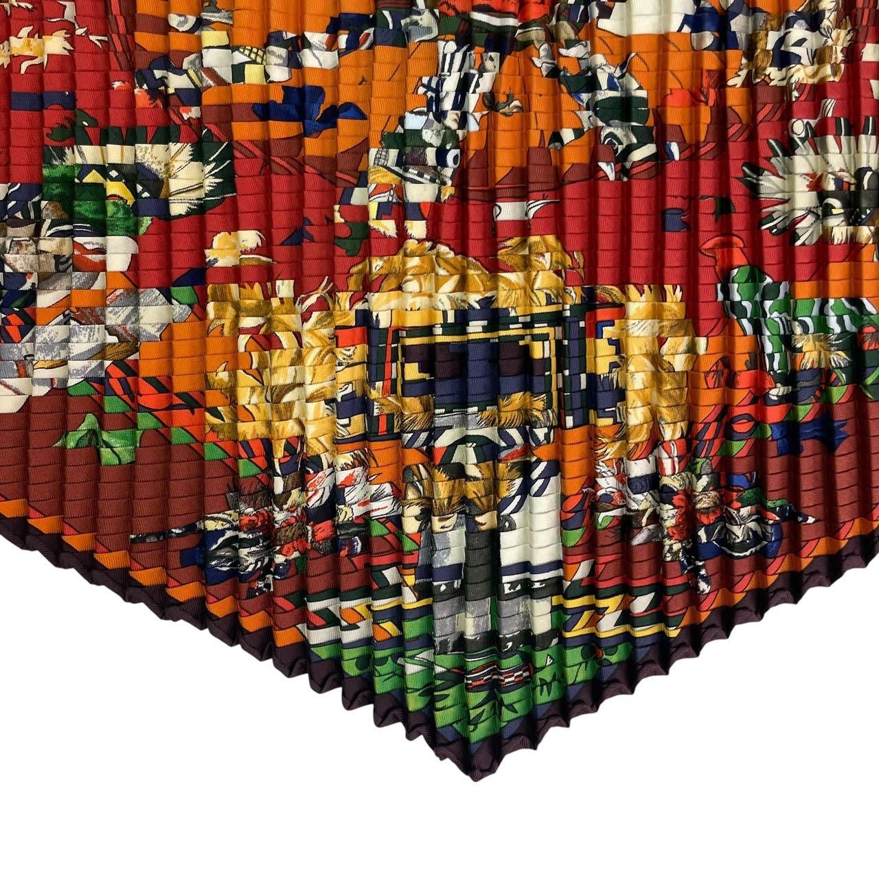 訳あり　エルメス　プリーツスカーフ　カチナ レア 新品同様 HERMES エルメス スカーフ プリーツ シルク Kachinas