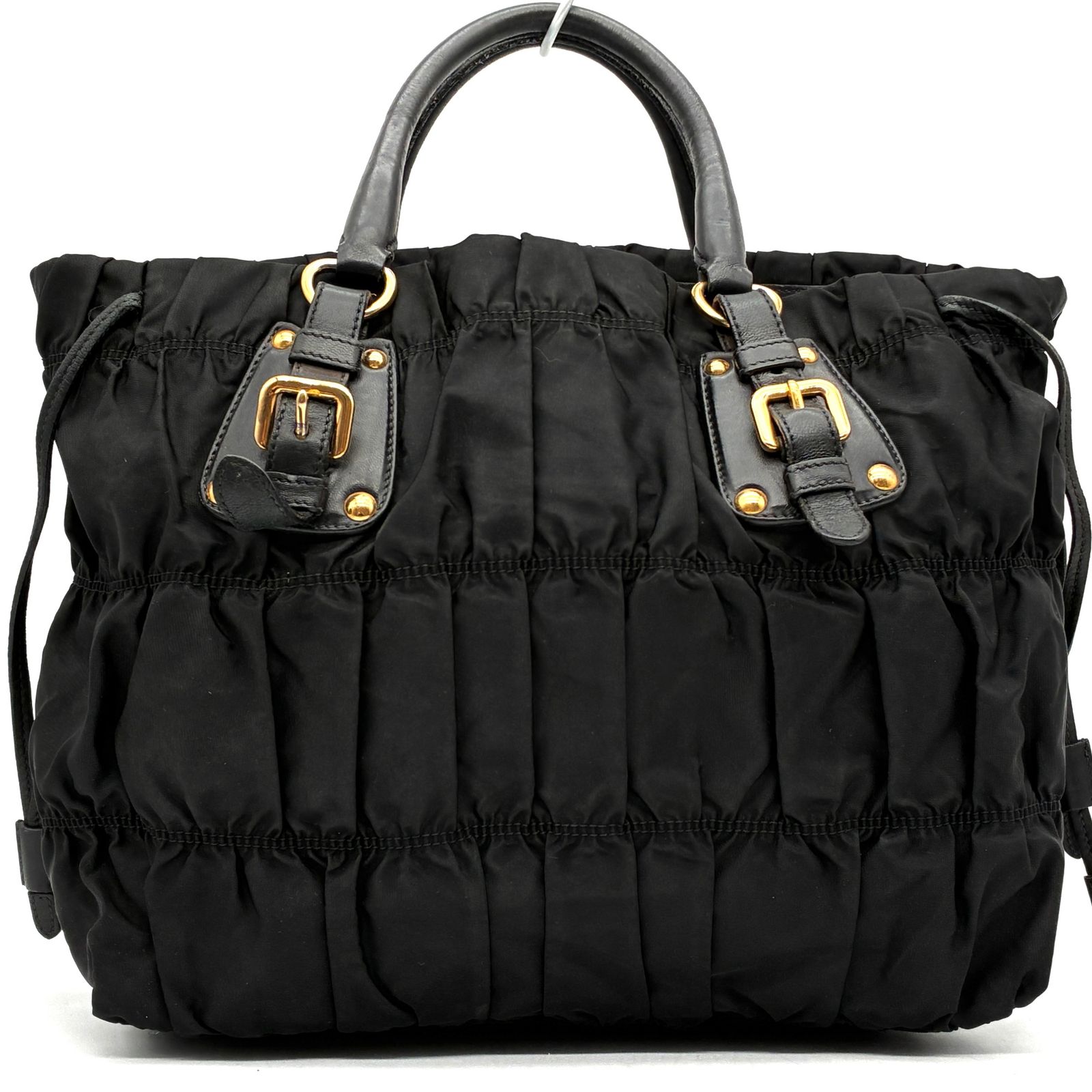 良品 PRADA プラダ テスート ゴーフル ギャザー ナイロン レザー 2way 