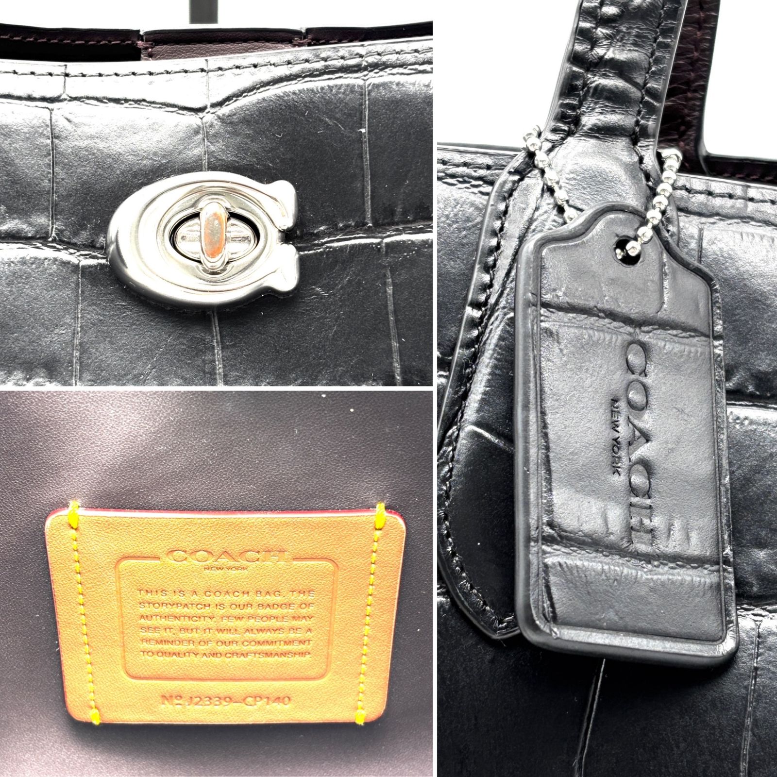 未使用に近い COACH コーチ ウィロウ トートバッグ クロコ型押し 