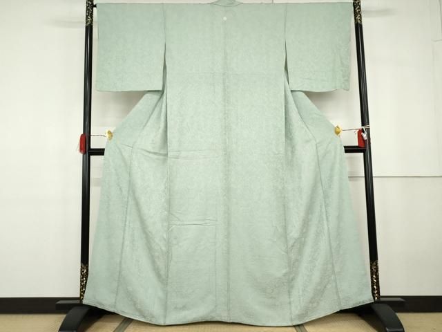 平和屋着物●上質な色無地　辻が花地紋　青磁鼠色　正絹　逸品　AABG7880cs 平和屋着物○上質な色無地 辻が花地紋 青磁鼠色 正絹 逸品 AABG7880cs