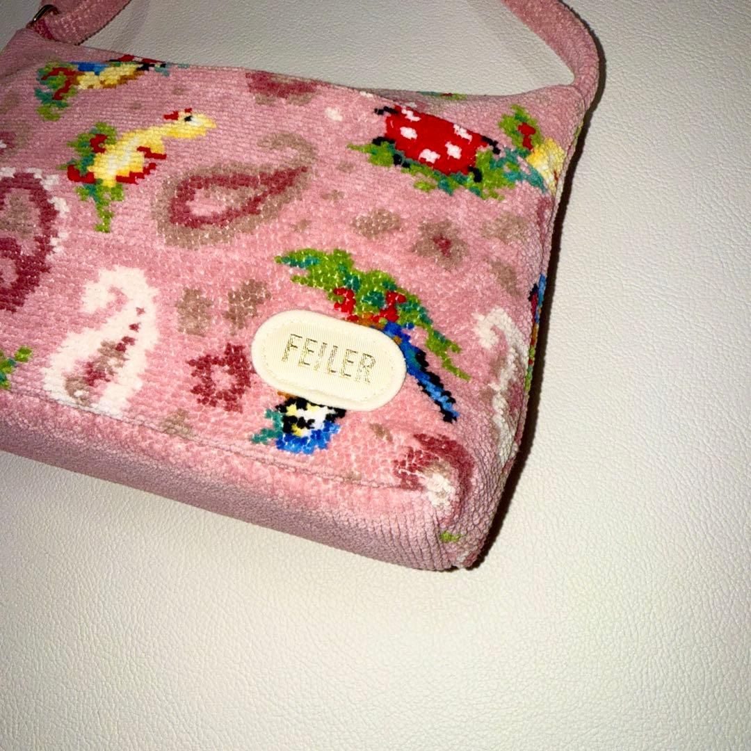 美品 希少 FEILER フェイラー ショルダーバッグ ピンク系 ハイジ