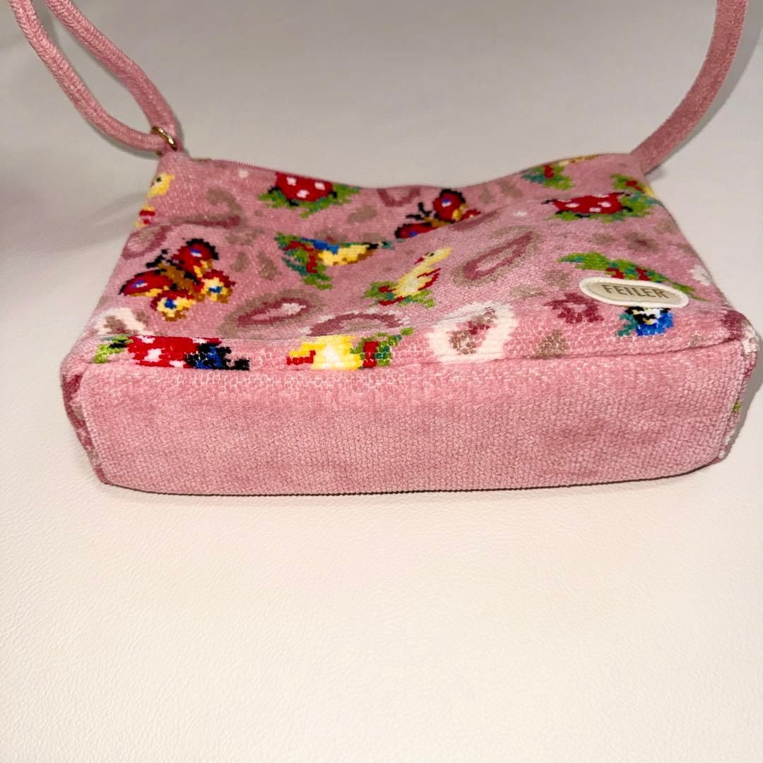 美品 希少 FEILER フェイラー ショルダーバッグ ピンク系 ハイジ