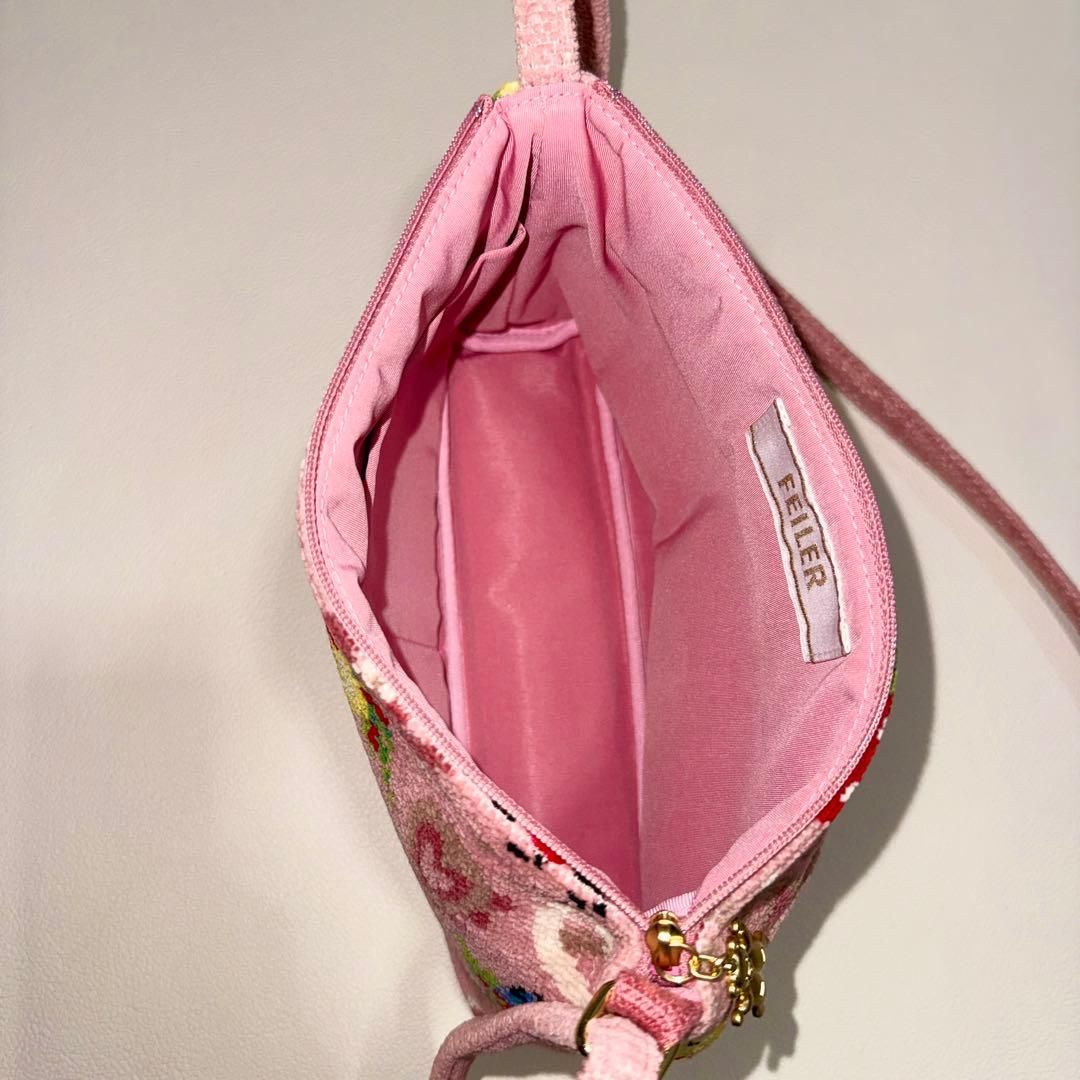 美品 希少 FEILER フェイラー ショルダーバッグ ピンク系 ハイジ