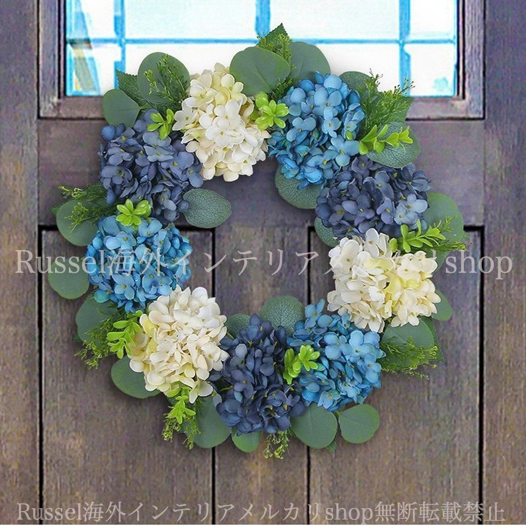 リース ホワイト グリーン ガーデン パープル グリーン ドア お洒落 かわいい 花 フラワー 庭 エレガント 壁掛け ガーデニング 雑貨 ガーデン雑貨 ガーデンインテリア ガーデン インテリア 庭の装飾 お洒落 おしゃれ 8-14