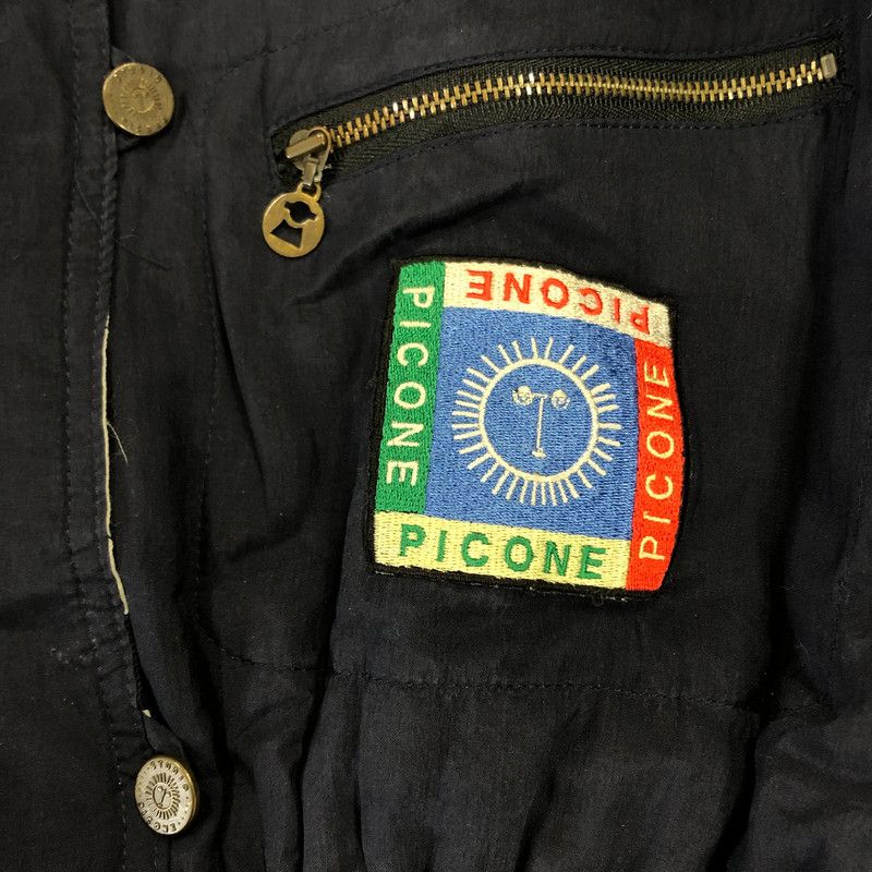 ピッコーネ PICONE コート フードコート 裏地柄プリント 絹100％ ロゴ