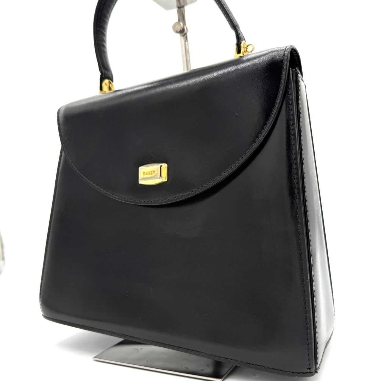 BALLY バリー ハンドバッグ 黒 ブラック レザー フォーマル ゴールド 
