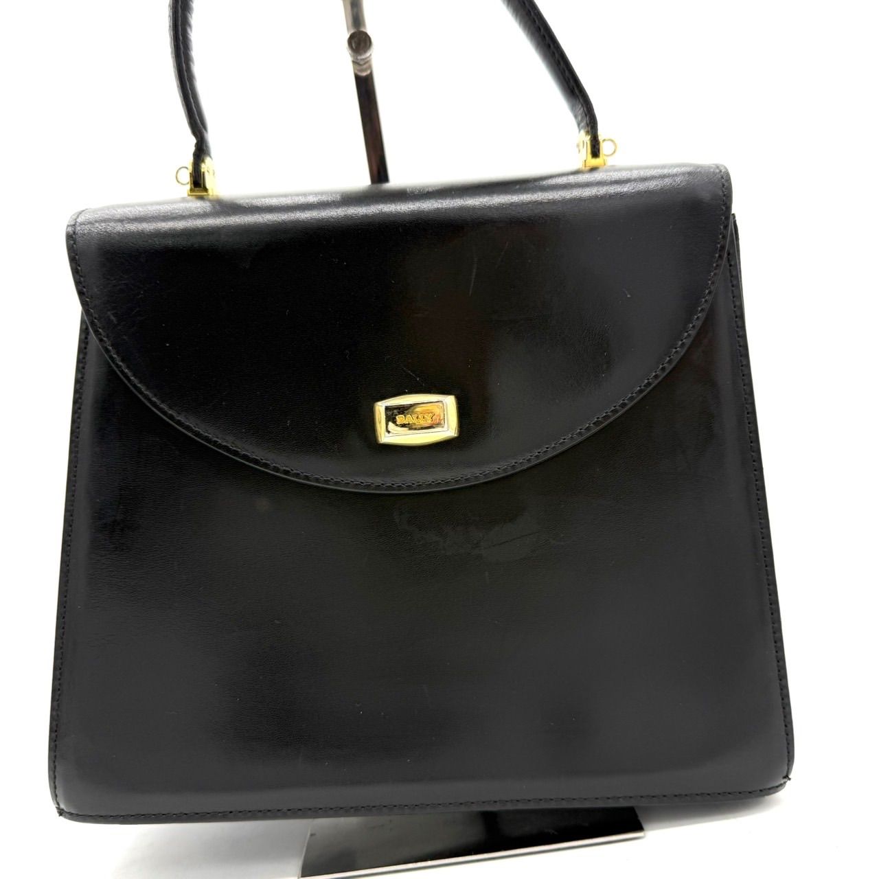 BALLY バリー ハンドバッグ 黒 ブラック レザー フォーマル ゴールド 