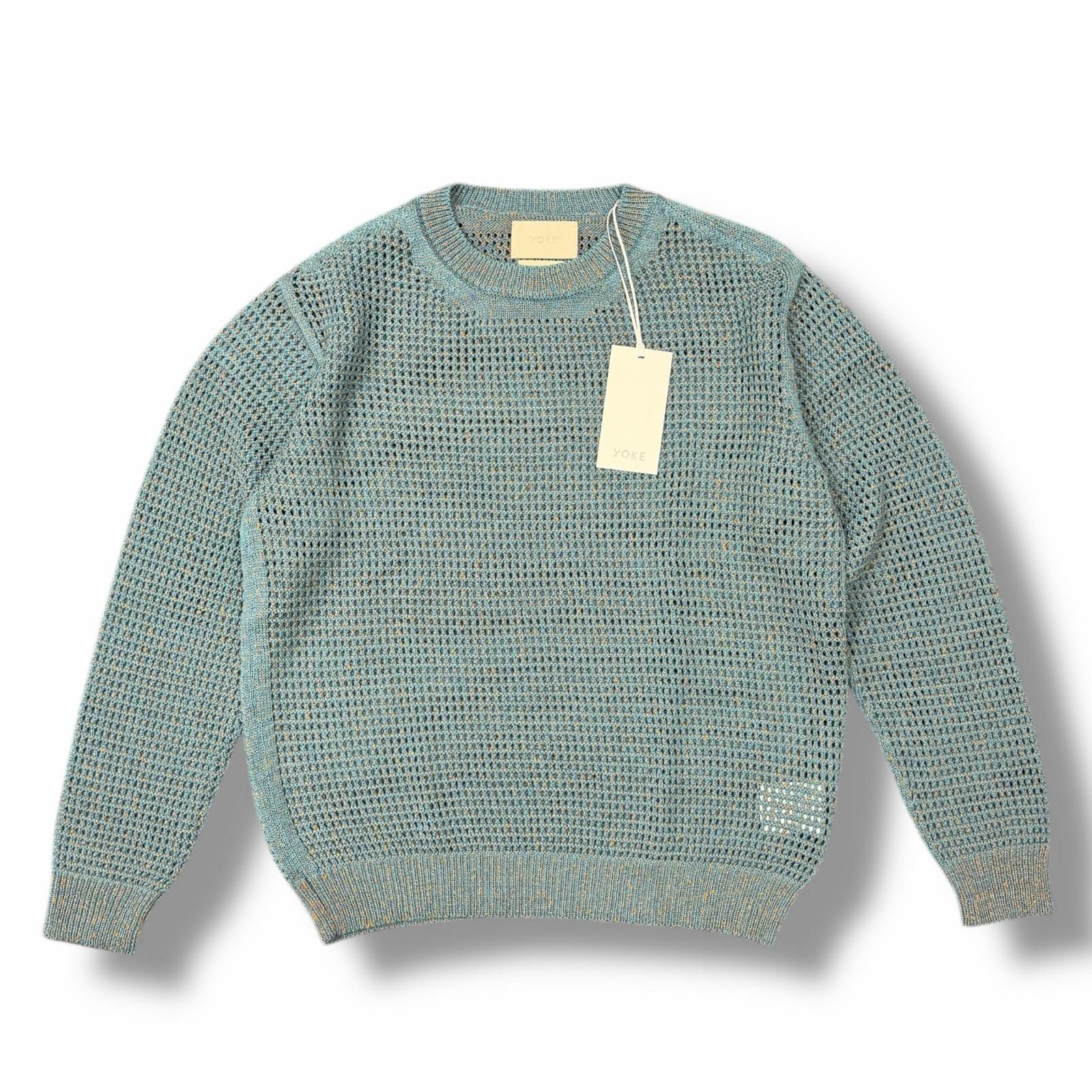 参考上代39600円 未使用 YOKE 25SS MESH KNITTED CREWNECK SWEATER 