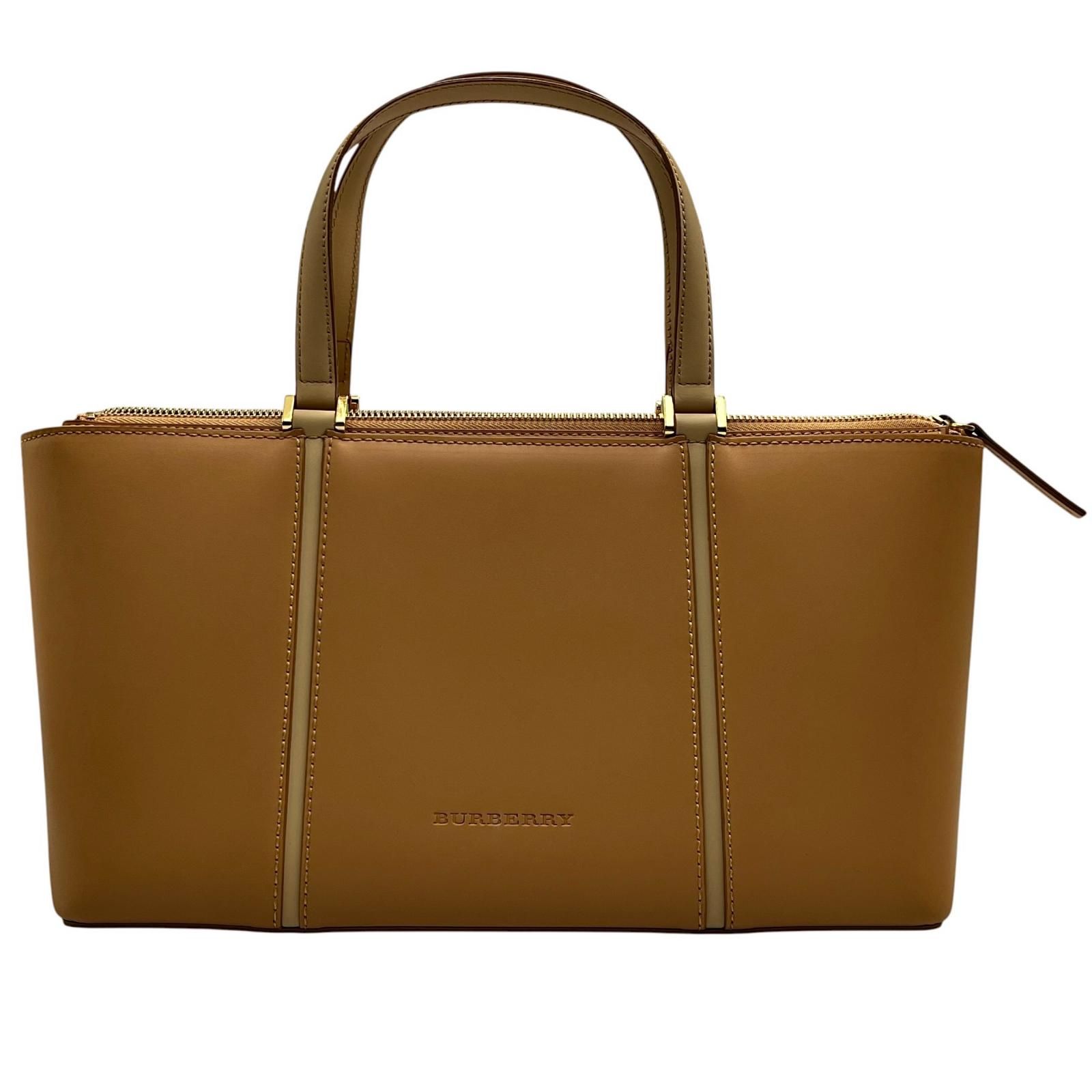 バーバリー BURBERRY ハンドバッグ スムースレザー ベージュ 