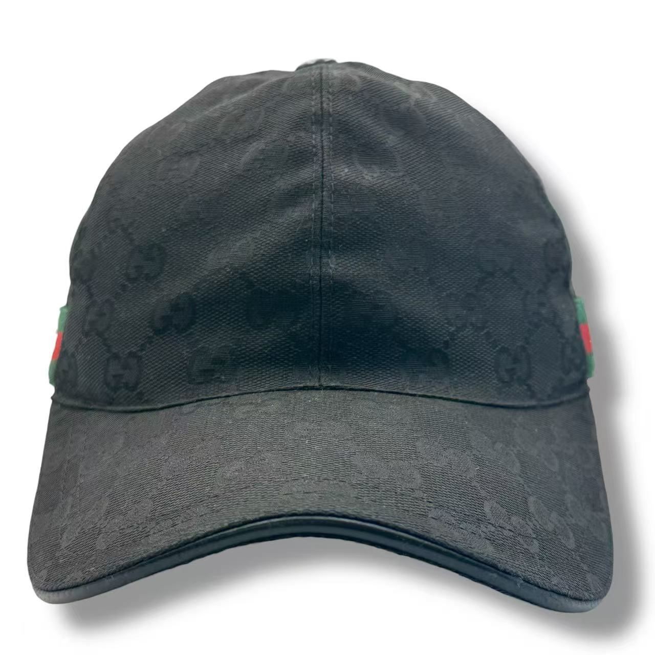 美品 GUCCI グッチ ベースボールキャップ GG キャンバス ブラック 男女 