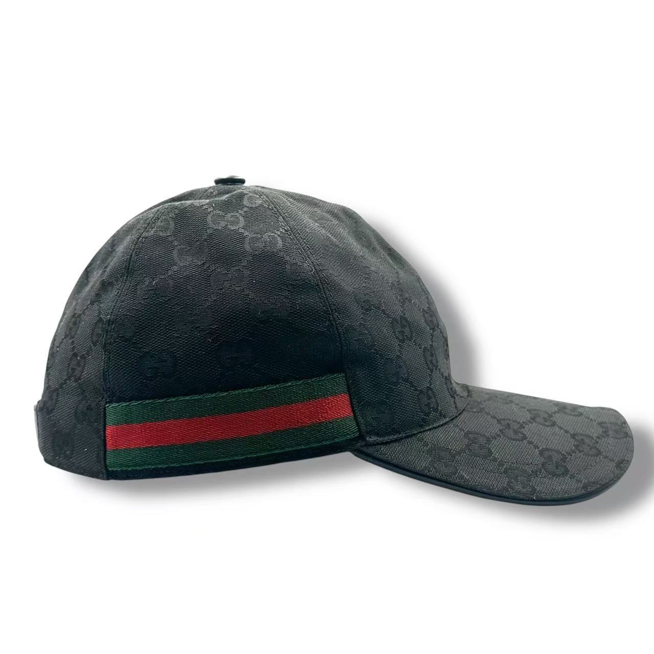 美品 GUCCI グッチ ベースボールキャップ GG キャンバス ブラック 男女 