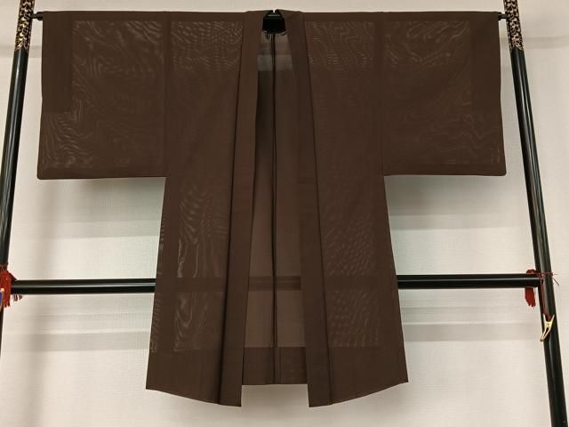 平和屋着物▽男性　羽織　色紋付　スリーシーズン　春夏秋　赤墨色　正絹　逸品　AABG8643jh