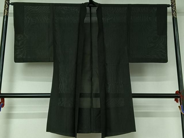 平和屋着物▽男性 羽織 スリーシーズン 春夏秋 塵除け 縞 正絹 逸品 AABG8648jh