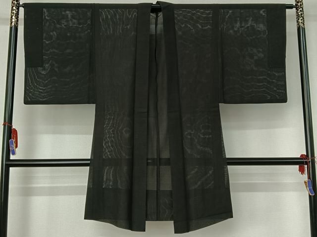 平和屋着物▽男性 羽織 スリーシーズン 春夏秋 塵除け 黒色 正絹 逸品 AABG8689jh