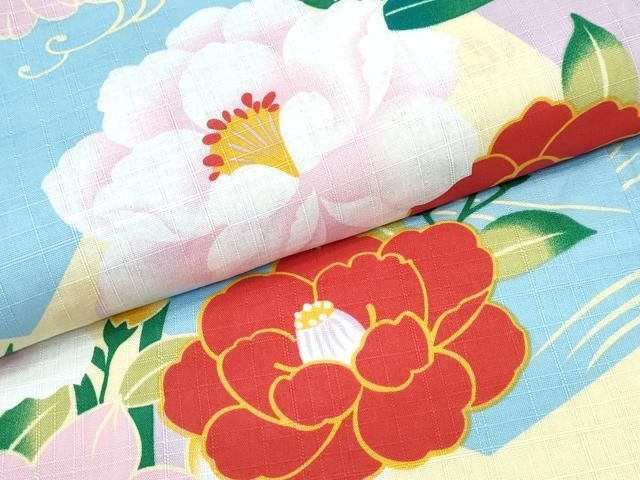 平和屋着物∴夏物　浴衣　綿紅梅　舞花文　暈し染め　金彩　綿　逸品　DABD2615cd 平和屋着物∴夏物 綿紅梅 浴衣 桔梗 綿 逸品 CABD9526ghの通販 by 平和