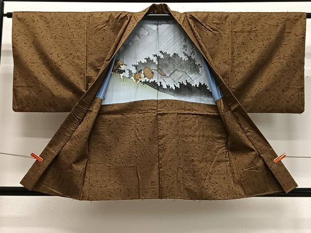 平和屋着物∞男性 羽織 髭紬地 鶯茶色正絹 逸品 CABD4732ua - メルカリ