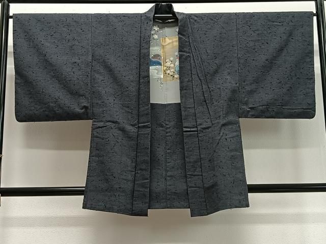平和屋着物∞男性　羽織　髭紬地　檳榔子染色　正絹　逸品　CABD4735ua