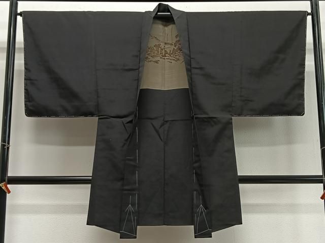 平和屋着物∞男性　長羽織　黒紋付　正絹　逸品　未使用　CABD4736ua