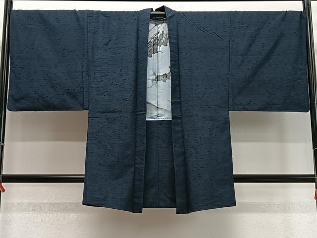 平和屋着物∞男性　長羽織　髭紬地　褐返色　正絹　逸品　CABD4741ua