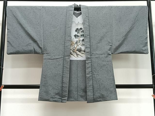 平和屋着物∞男性　長羽織　紬地　霞文　正絹　逸品　CABD4756ua 18,720円