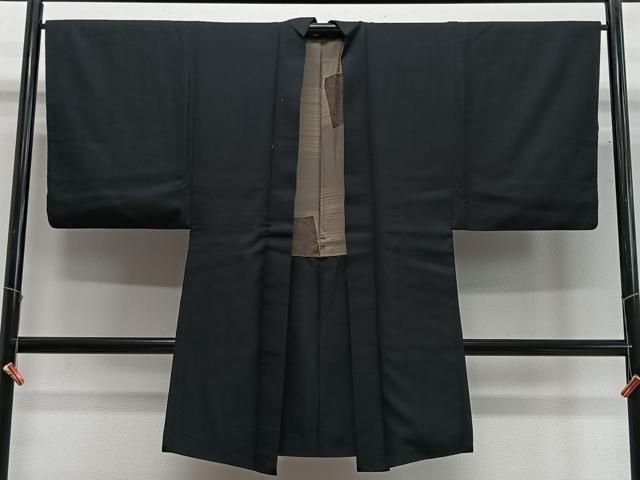 平和屋着物∞男性　長羽織　蝋色　正絹　逸品　CABD4766ua