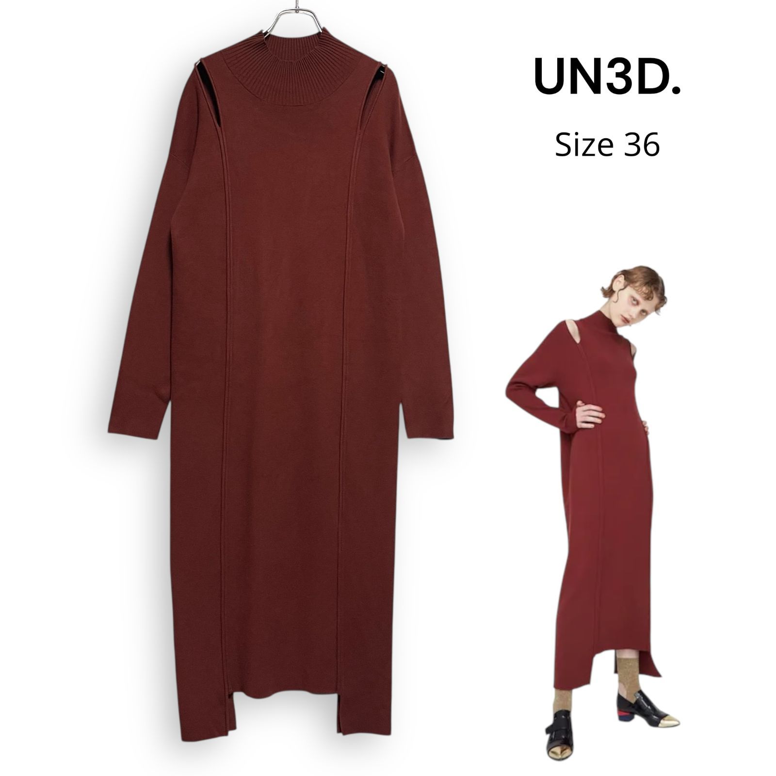 M2696/ UN3D. SHOULDER OPEN KNIT ONEPIECE アンスリード オープン 
