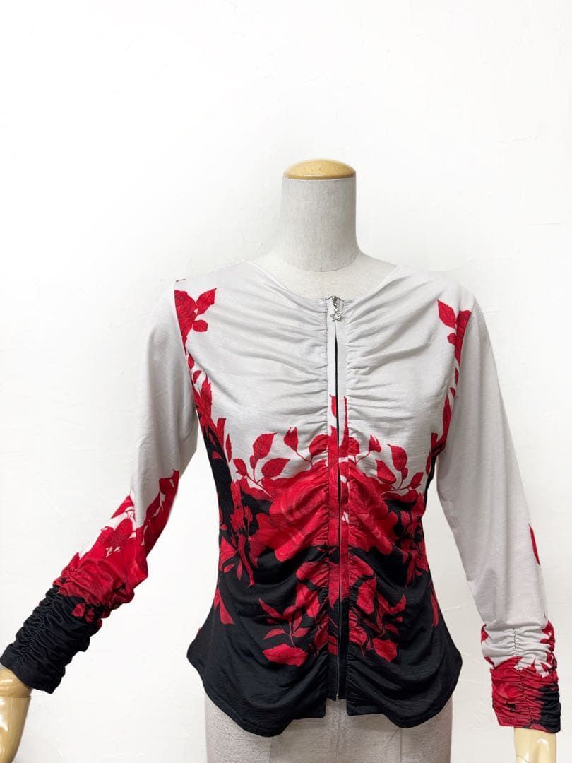 【前開き】新品　LサイズJoan社交ダンス　花柄パネルプリントカットソーｊ030 前開き】新品 LサイズJoan社交ダンス 花柄パネルプリントカットソー