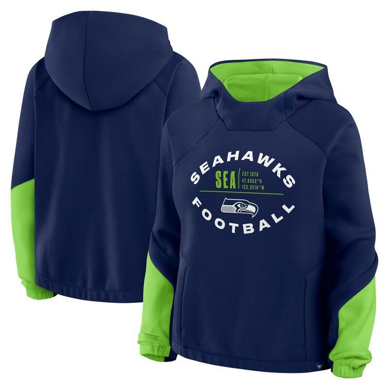 ファナティクス レディース トップス Tシャツ パーカー Womens Fanatics College Navy Seattle Seahawks Oversized Redzone Bubble Screen Pullover Hoodie Sea Mul