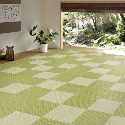 ♪［8畳用］丸洗い い草風カーペット ［352×352］　　　　カーペット 絨毯 じゅうたん い草マット 耐水 拭き取り 折りたたみ