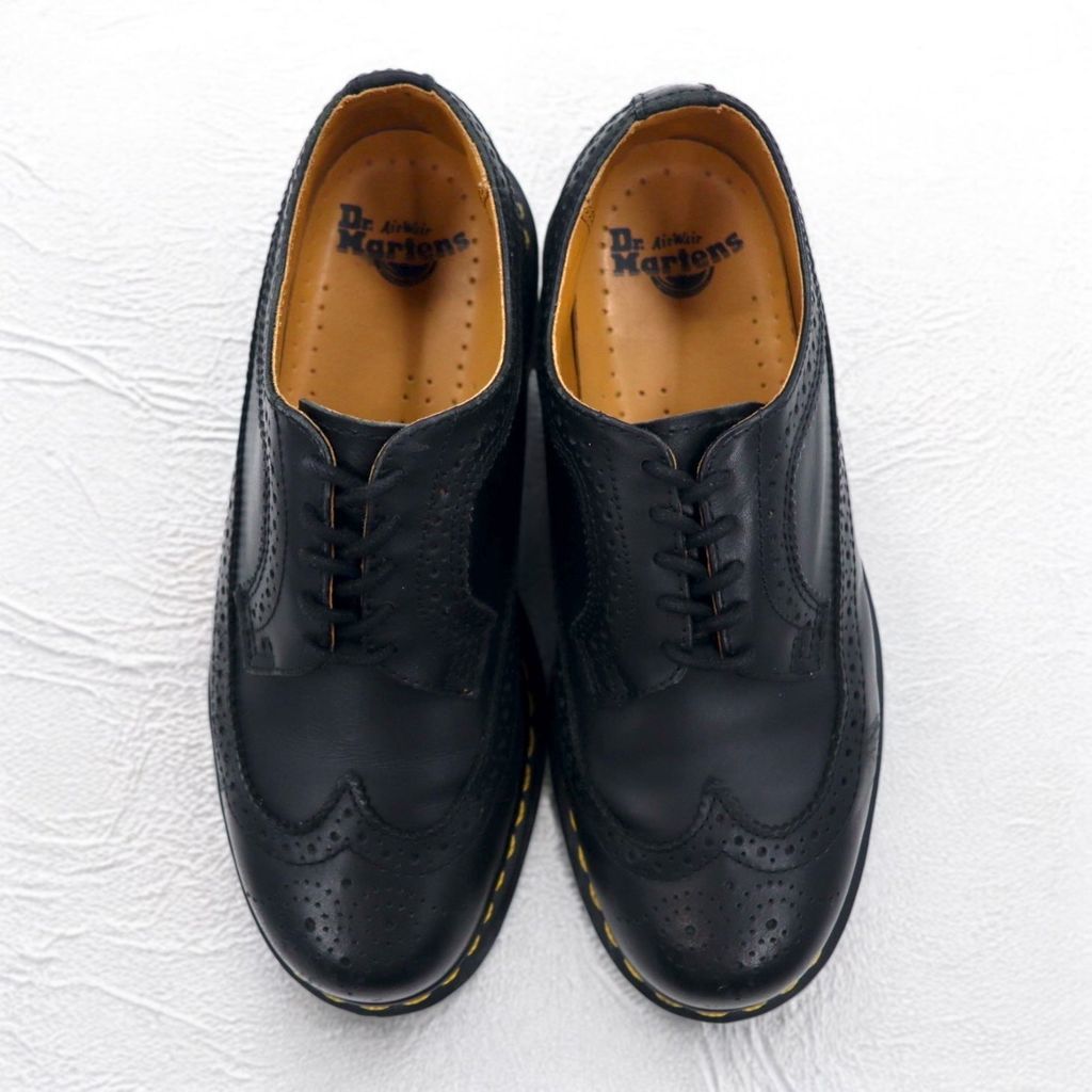 Dr.Martens イエローステッチ ブローグ シューズ 26cm ブラック レザー
