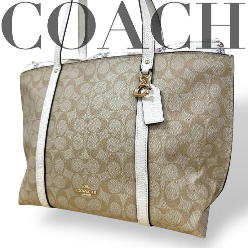 希少☆COACH コーチ☆トートバッグ シグネチャー 花柄 肩掛け チャーム 