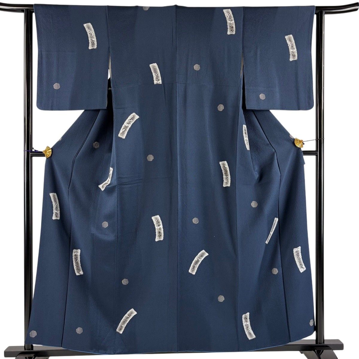 【美品】 小紋 身丈164cm 裄丈65.5cm 正絹 秀品 【中古】 美品】 小紋 身丈157.5cm 裄丈65.5cm M 単衣 色紙 草花 濃紫 正絹 秀品
