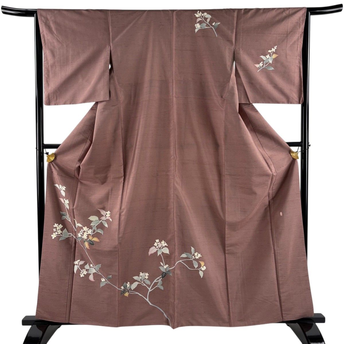 訪問着 身丈162.5cm 裄丈64cm 正絹 逸品 【中古】 美品】 訪問着 身丈162.5cm 裄丈65cm M 袷 紬地 落款 枝