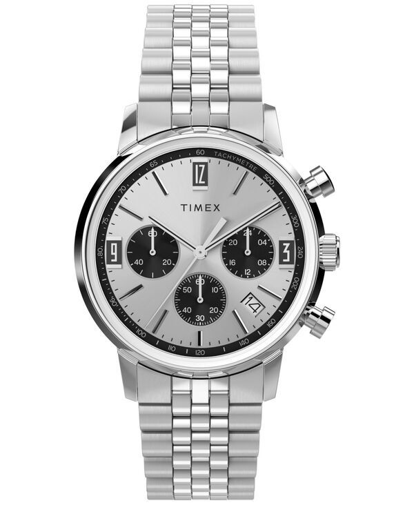 [Free Shipping] Timex Mens Watch Accessory Mens Chronograph SilverTone Stainless Steel Watch 40mm Silver