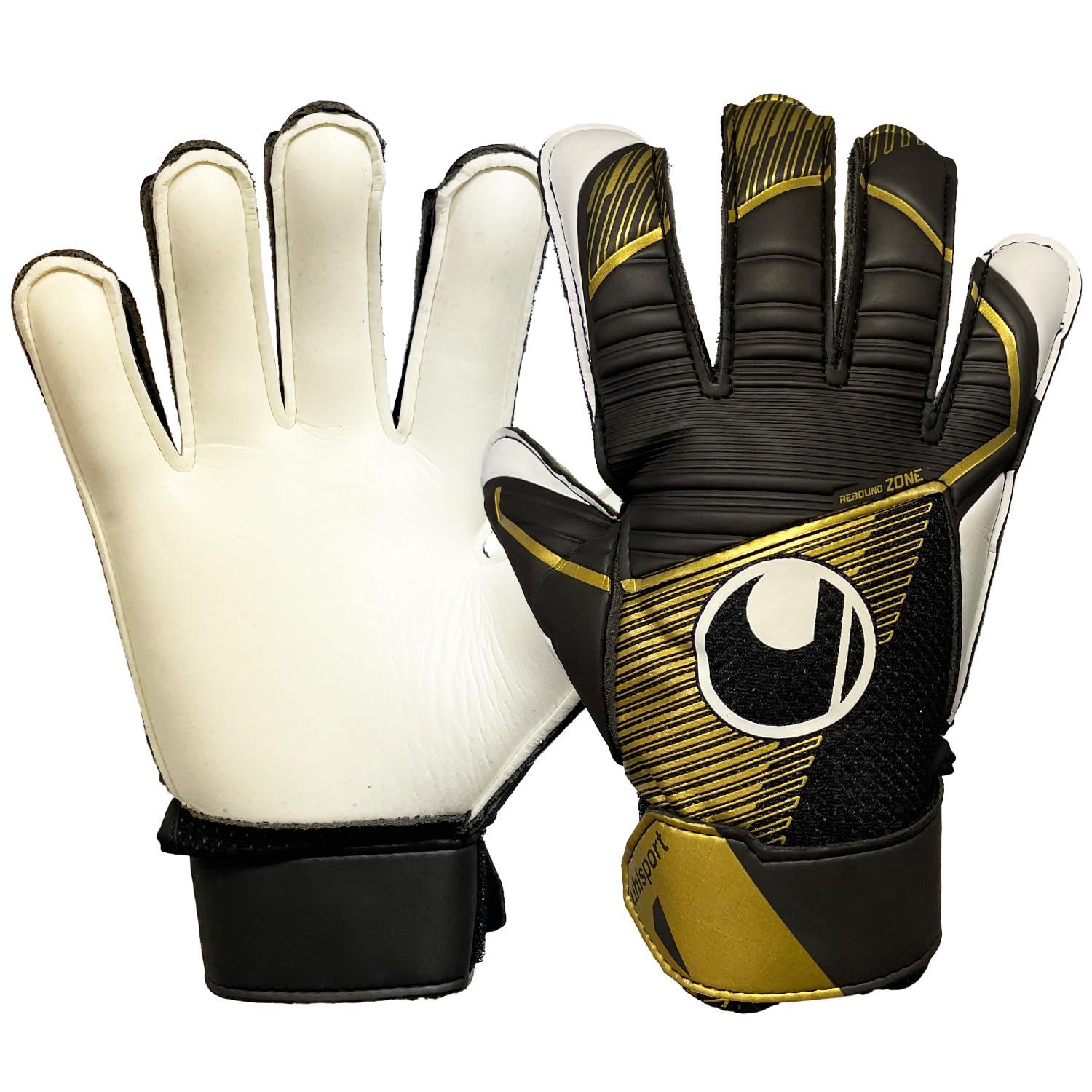 新品 uhlsport (ウールシュポルト) 練習用 サッカー GK キーパーグローブ パワーライン エリート スターターソフト 1011312 02 4 ブラックｘゴールドｘホワイト