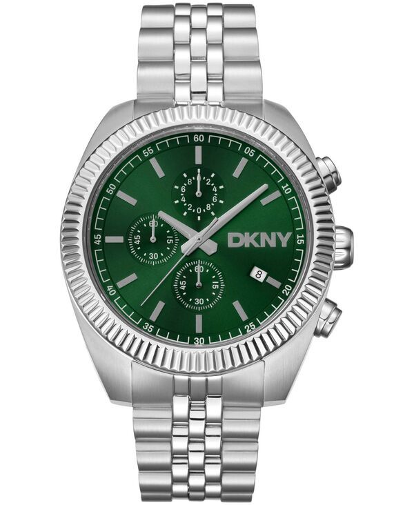 [Free Shipping] Dana Caran New York Men's Watch Accessory Mens Chronograph Green Dial Stainless Steel Bracelet Watch 42mm