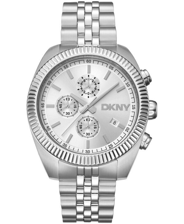 [Free Shipping] Dana Caran New York Men's Watch Accessory Mens Chronograph Silver Dial Stainless Steel Bracelet Watch 42m